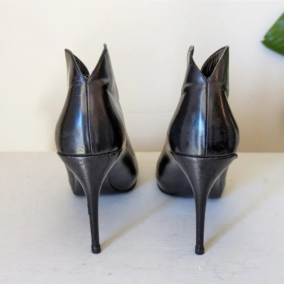 Gucci Kim Curved Heel Lace Up Black Leather Ankle Booties Boots - Picture 5 of 7